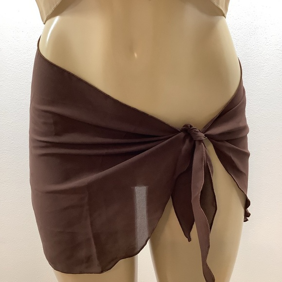 Zuliana Brown and Tan Tie Two Sarong Bundle. Made In USA. - Picture 4 of 4